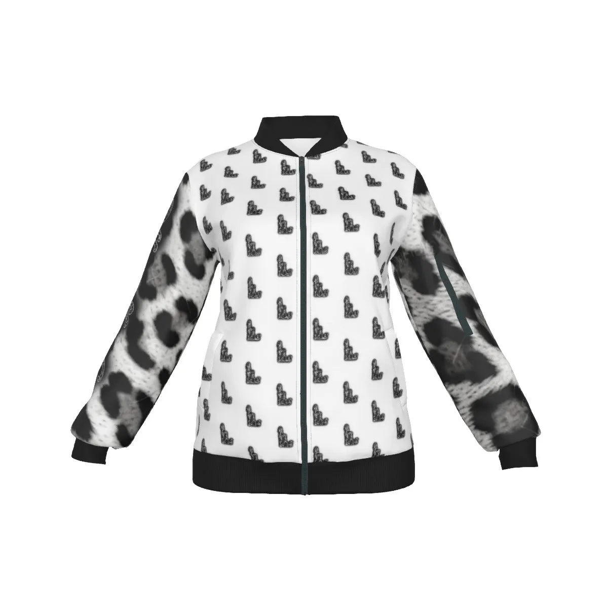 Officially Sexy Snow Leopard Collection Women's Girl on OS Logo All Over Jacket With Large Print Sleeves And Large Logo On The Back (English) #7