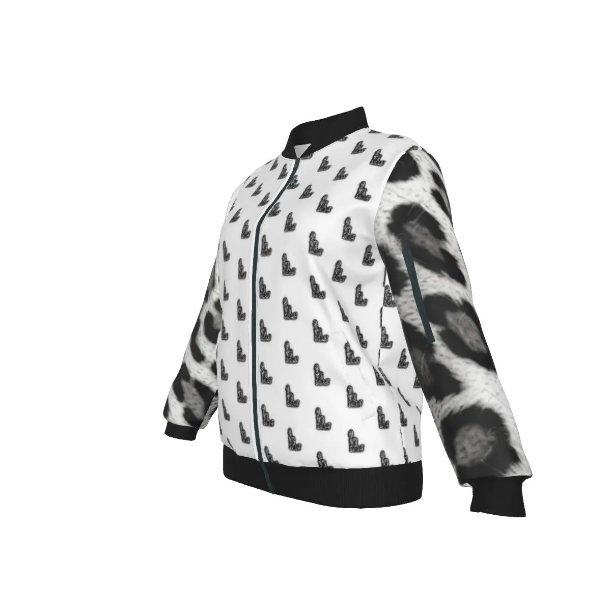 Officially Sexy Snow Leopard Collection Women's Girl on OS Logo All Over Jacket With Large Print Sleeves And Large Logo On The Back (English) #7
