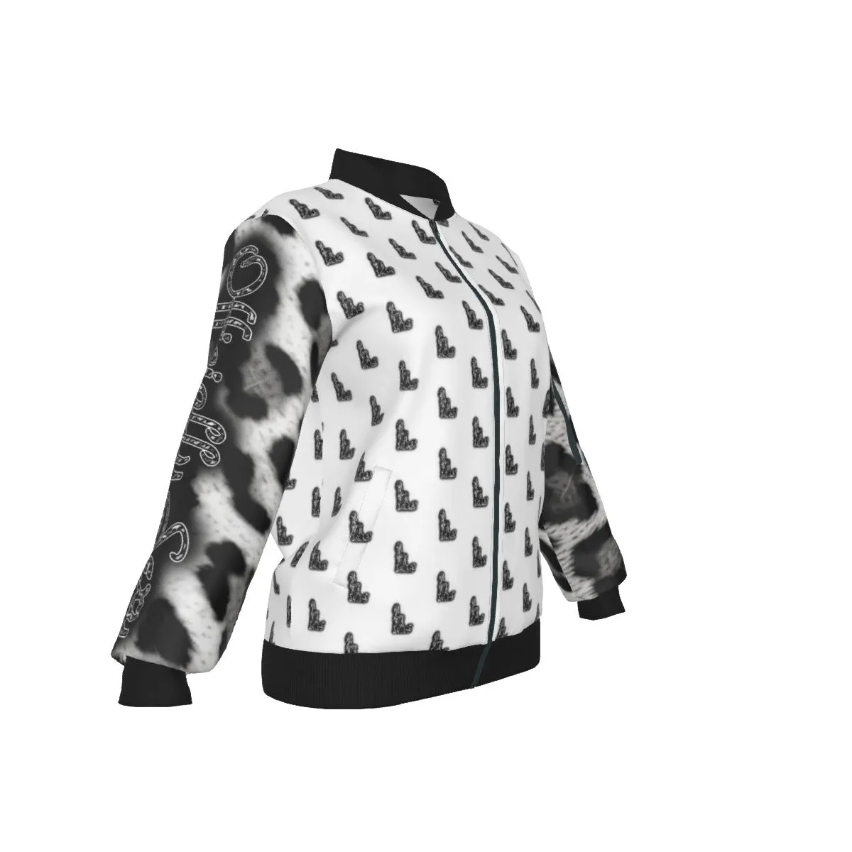 Officially Sexy Snow Leopard Collection Women's Girl on OS Logo All Over Jacket With Large Print Sleeves And Large Logo On The Back (English) #7