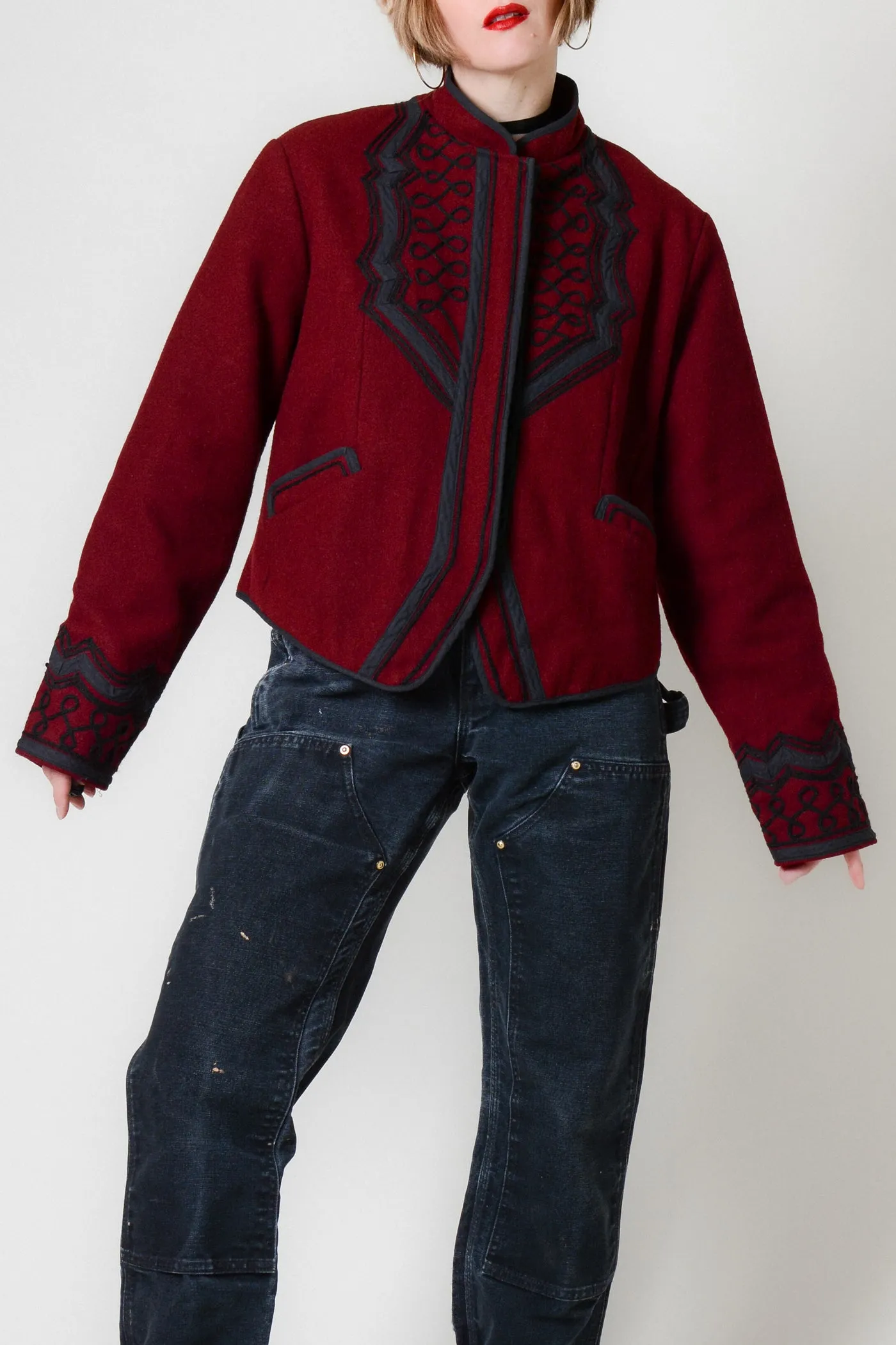 Oxblood Guatemalan Folk Art Wool Jacket