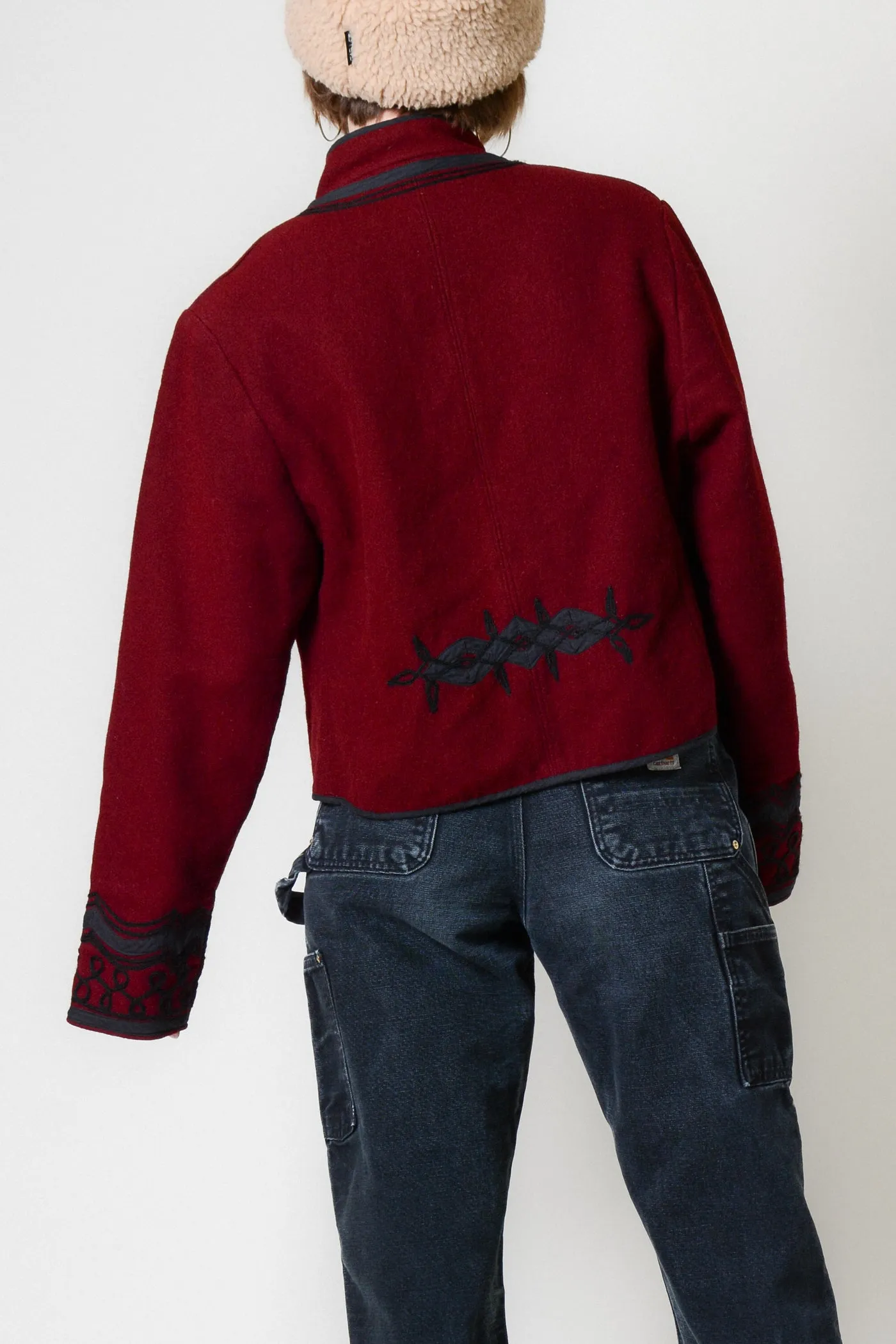 Oxblood Guatemalan Folk Art Wool Jacket