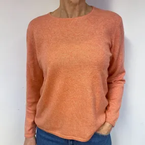 Peach Orange Cashmere Crew Neck Jumper Medium