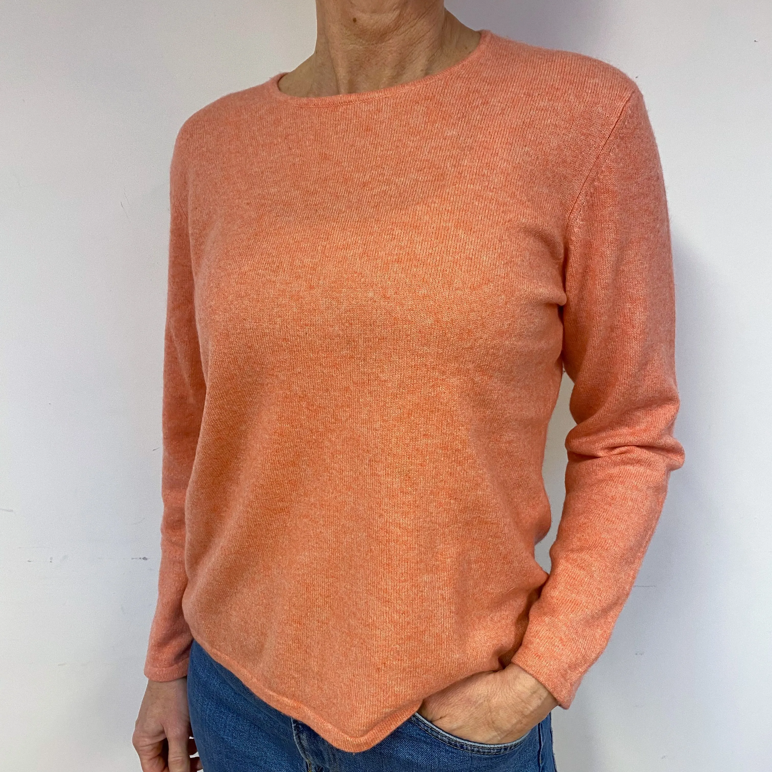 Peach Orange Cashmere Crew Neck Jumper Medium