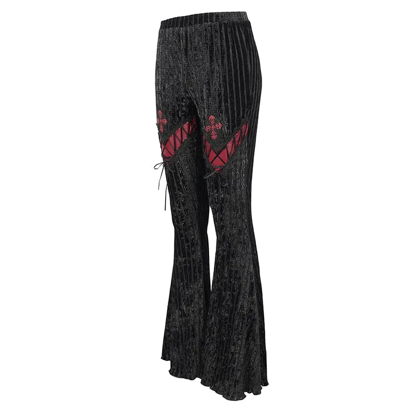 PT149 Striped flocked flared pants