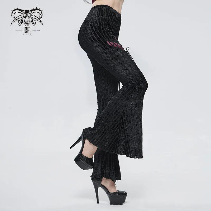 PT149 Striped flocked flared pants
