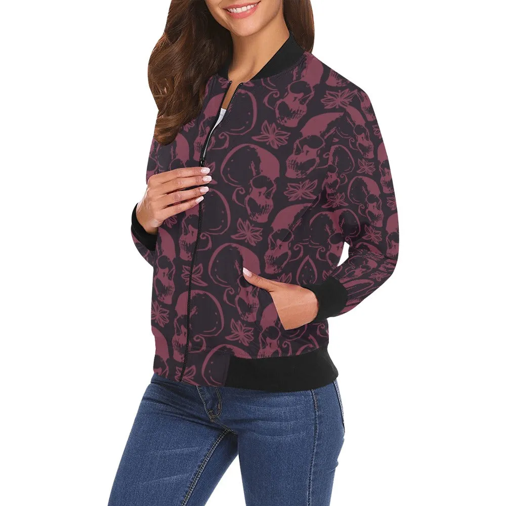 Purple Skulls Bomber Jacket