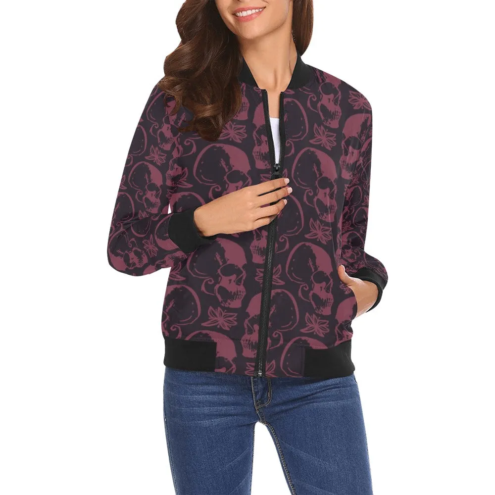 Purple Skulls Bomber Jacket