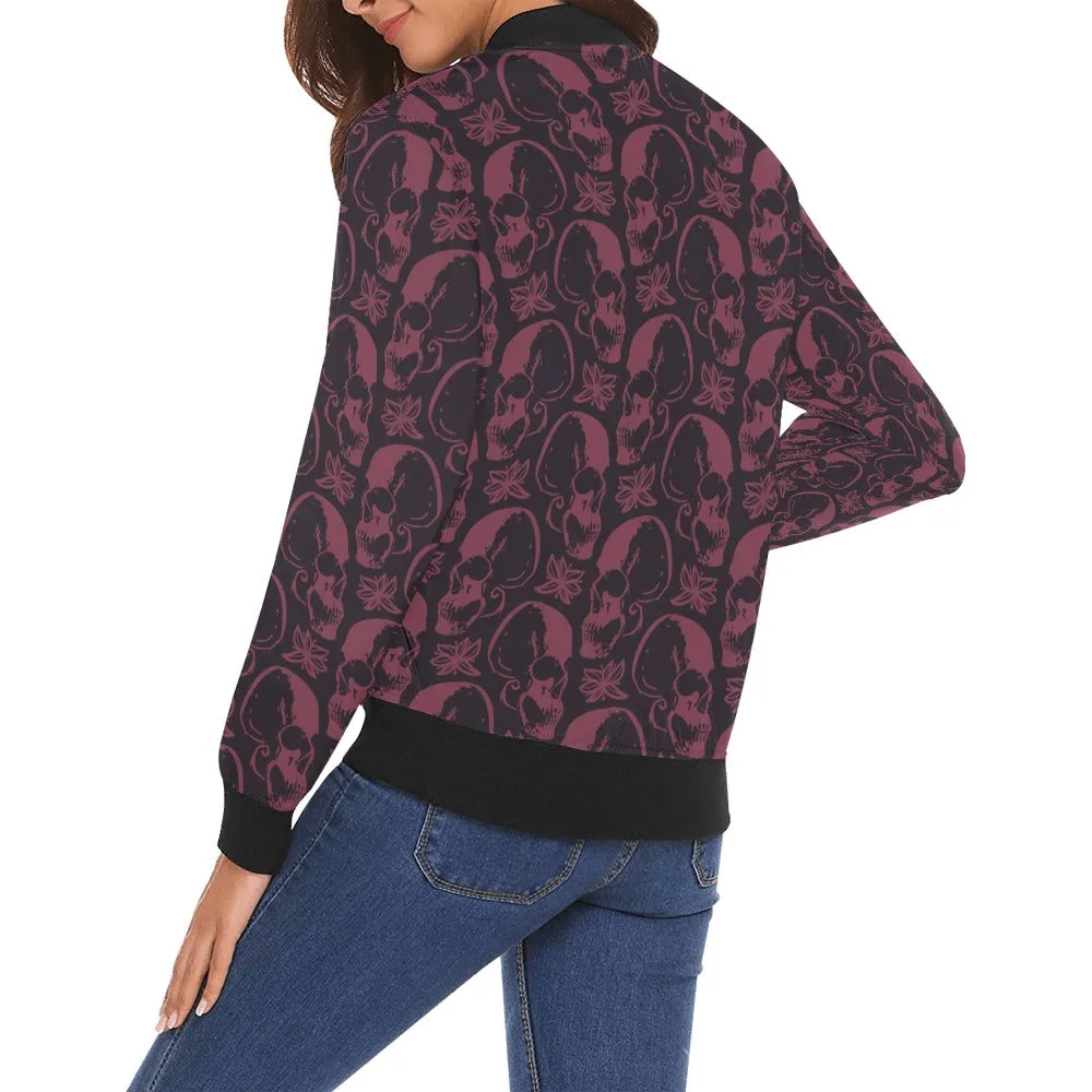Purple Skulls Bomber Jacket