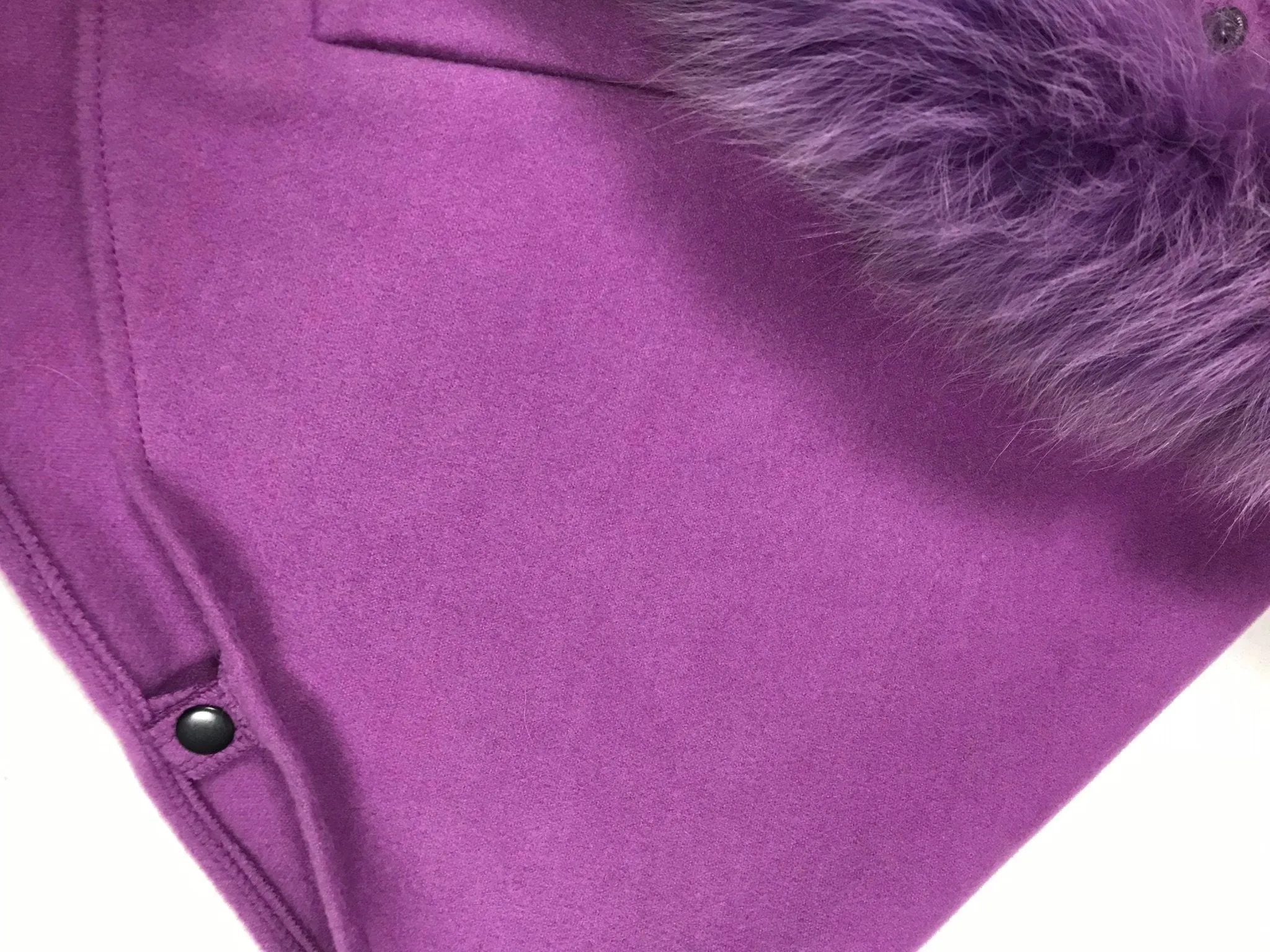 Purple Women Coat Cape Trim Fox Fur, Women's Poncho Jacket  Elegant coat