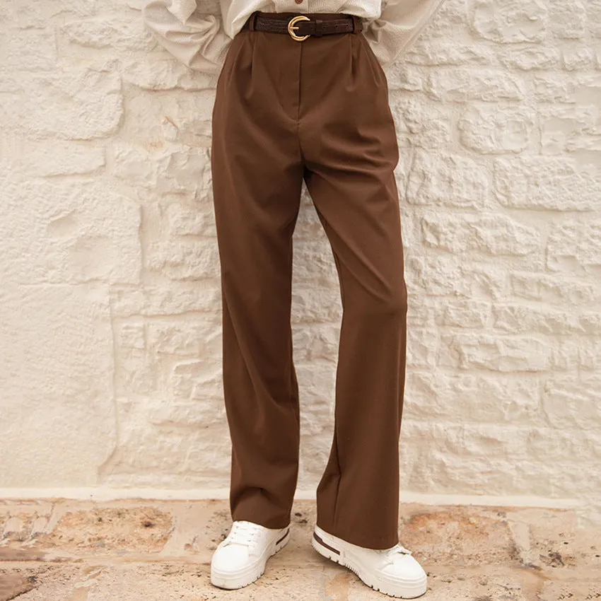 Retro Casual High Waist Straight Leg Trousers Wholesale Women Pants