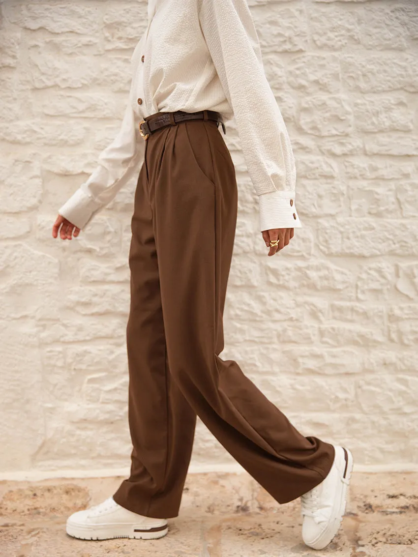 Retro Casual High Waist Straight Leg Trousers Wholesale Women Pants