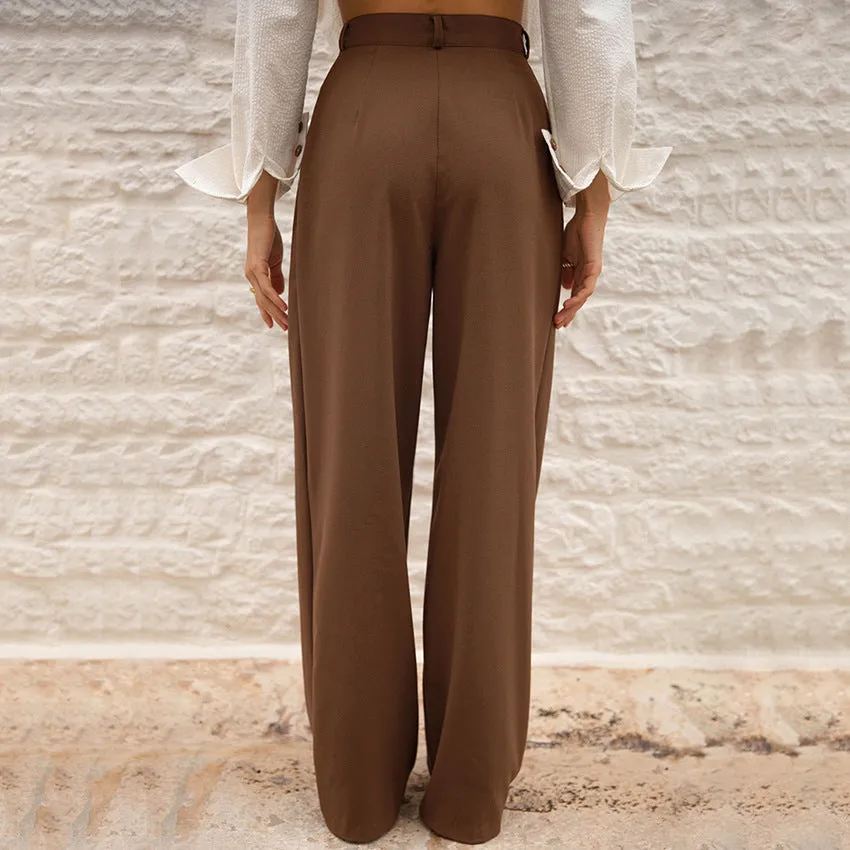 Retro Casual High Waist Straight Leg Trousers Wholesale Women Pants