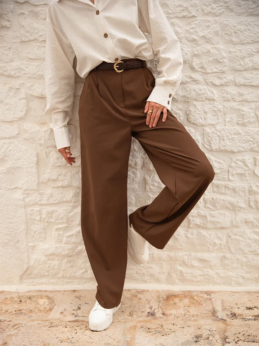 Retro Casual High Waist Straight Leg Trousers Wholesale Women Pants