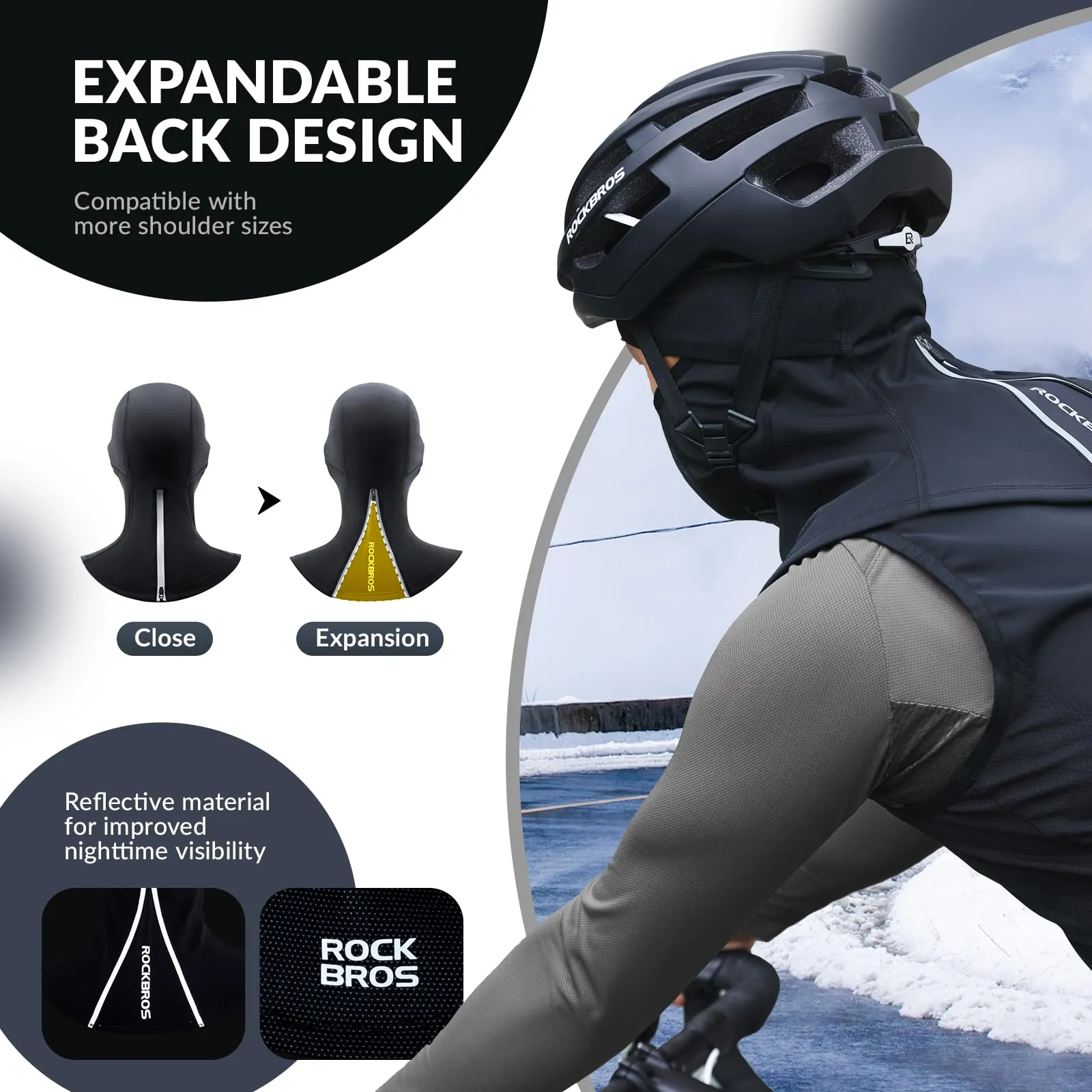 ROCKBROS Balaclava Windproof Thermal Scarf Ski Mask for Men Winter Neck Warmer
