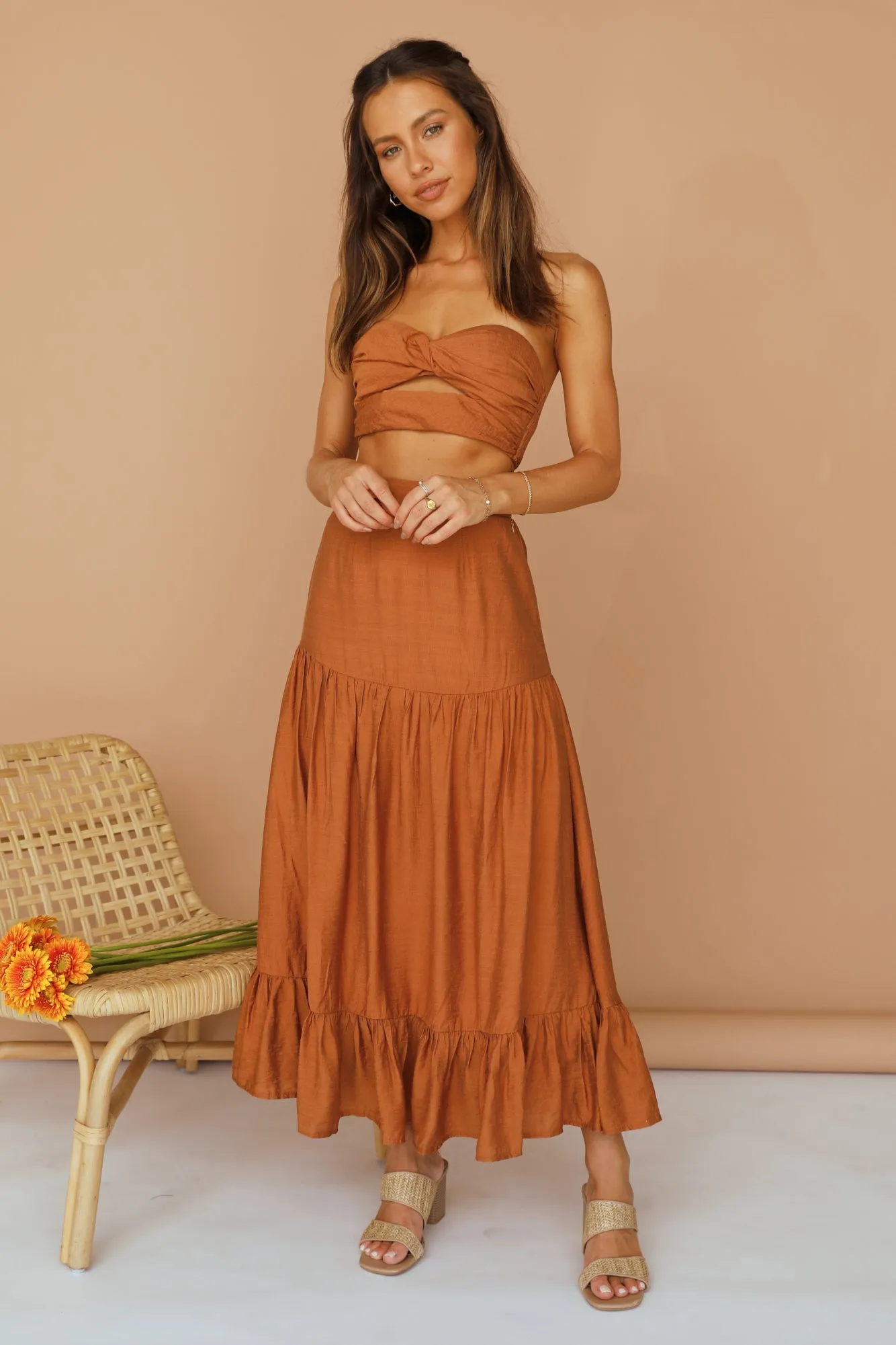 Roux Maxi Skirt Tan