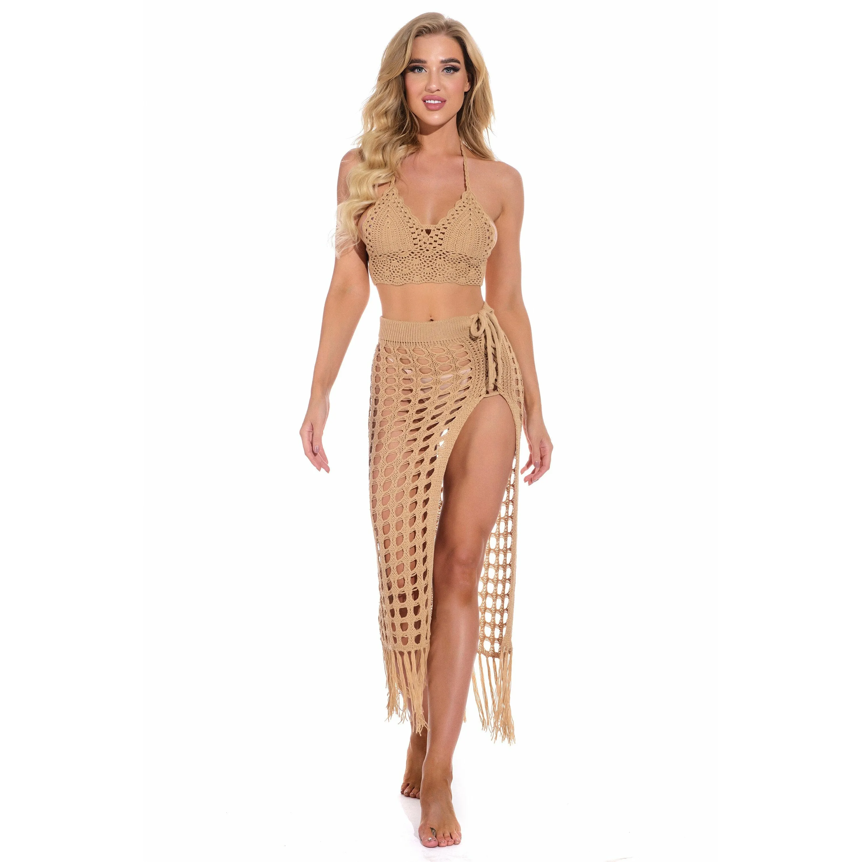 Sheer Beach Maxi Knit Skirt