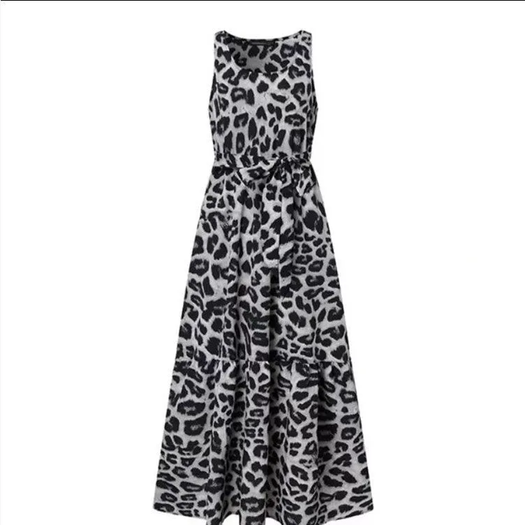 Sleeveless Belt Irregular Cake Maxi Dress