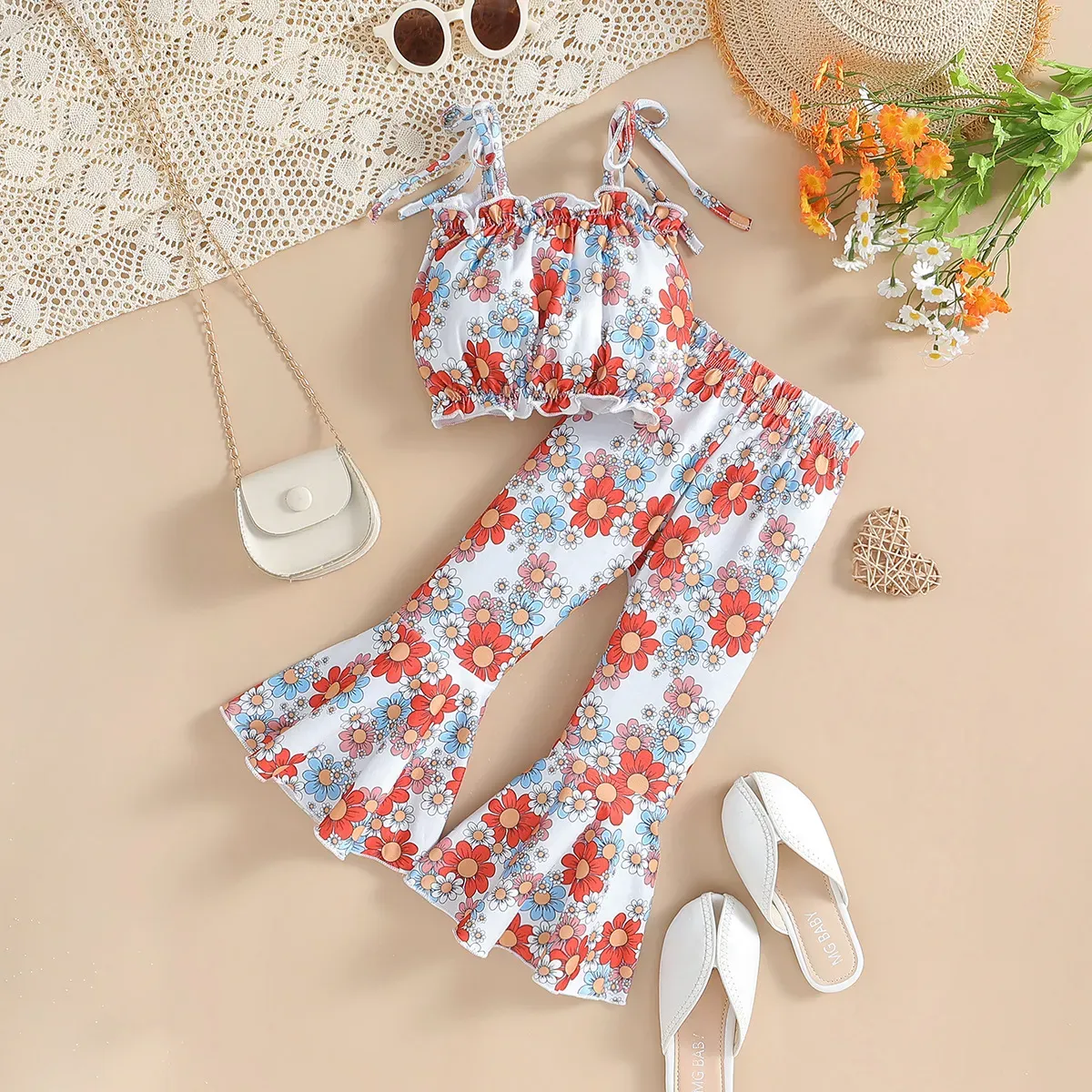 Sleeveless Floral Flared Outfit