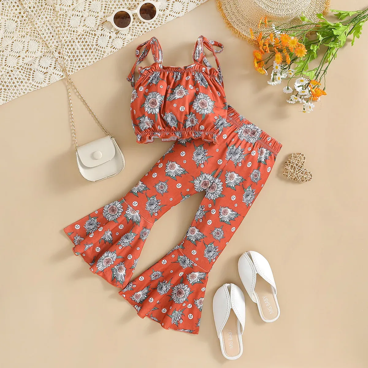 Sleeveless Floral Flared Outfit