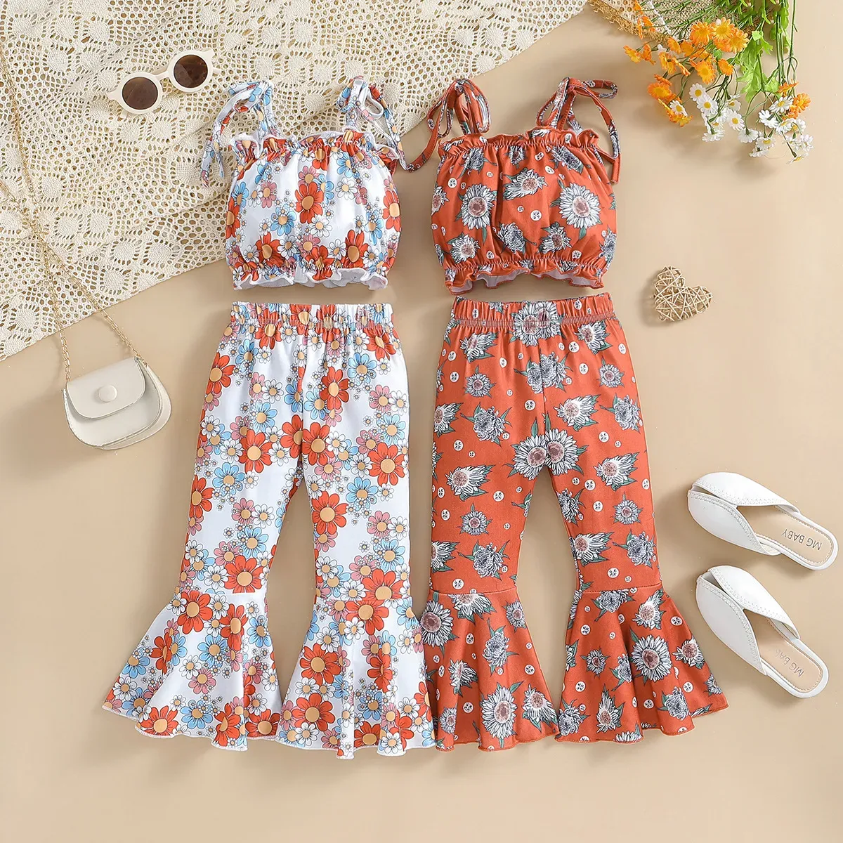 Sleeveless Floral Flared Outfit