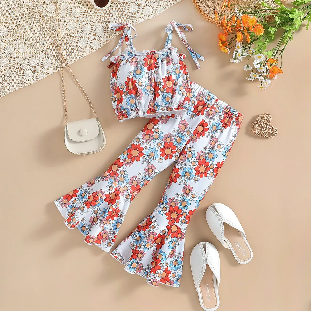 Sleeveless Floral Flared Outfit