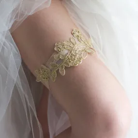 Solid Gold Color Non-Slip Wedding Garter - The Elsie