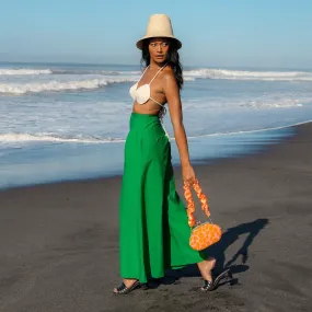 Stunning Kelly Green High-Waisted Wide-Leg Palazzo Pants by Taylor