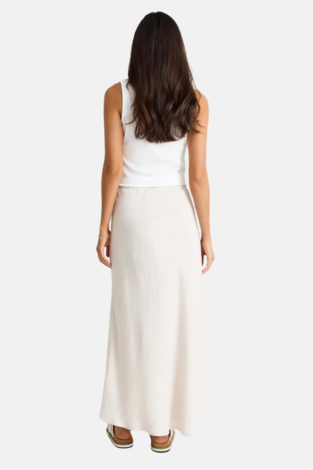 Summit Natural Tie Waist Bias Maxi Skirt