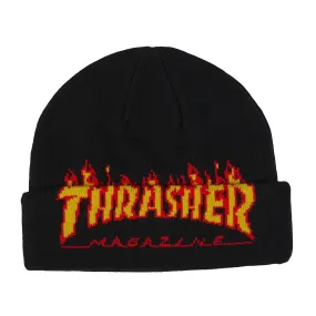 THRASHER FLAME BEANIE BLACK