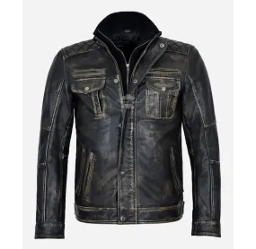 TORONTO Yellow Vintage LEATHER JACKET CLASSIC DOUBLE COLLARED JACKET