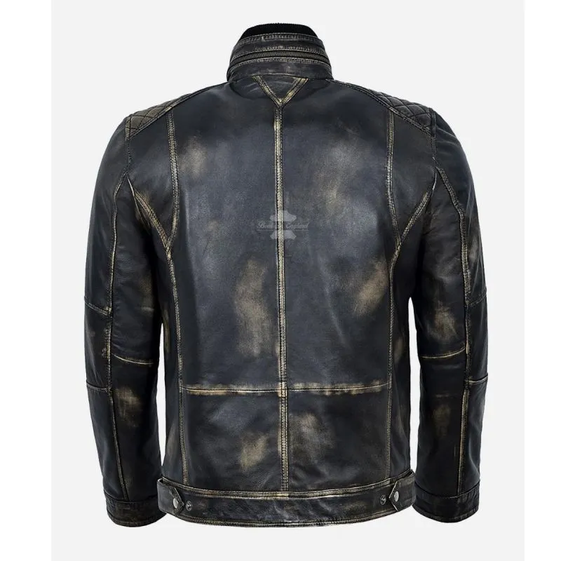 TORONTO Yellow Vintage LEATHER JACKET CLASSIC DOUBLE COLLARED JACKET