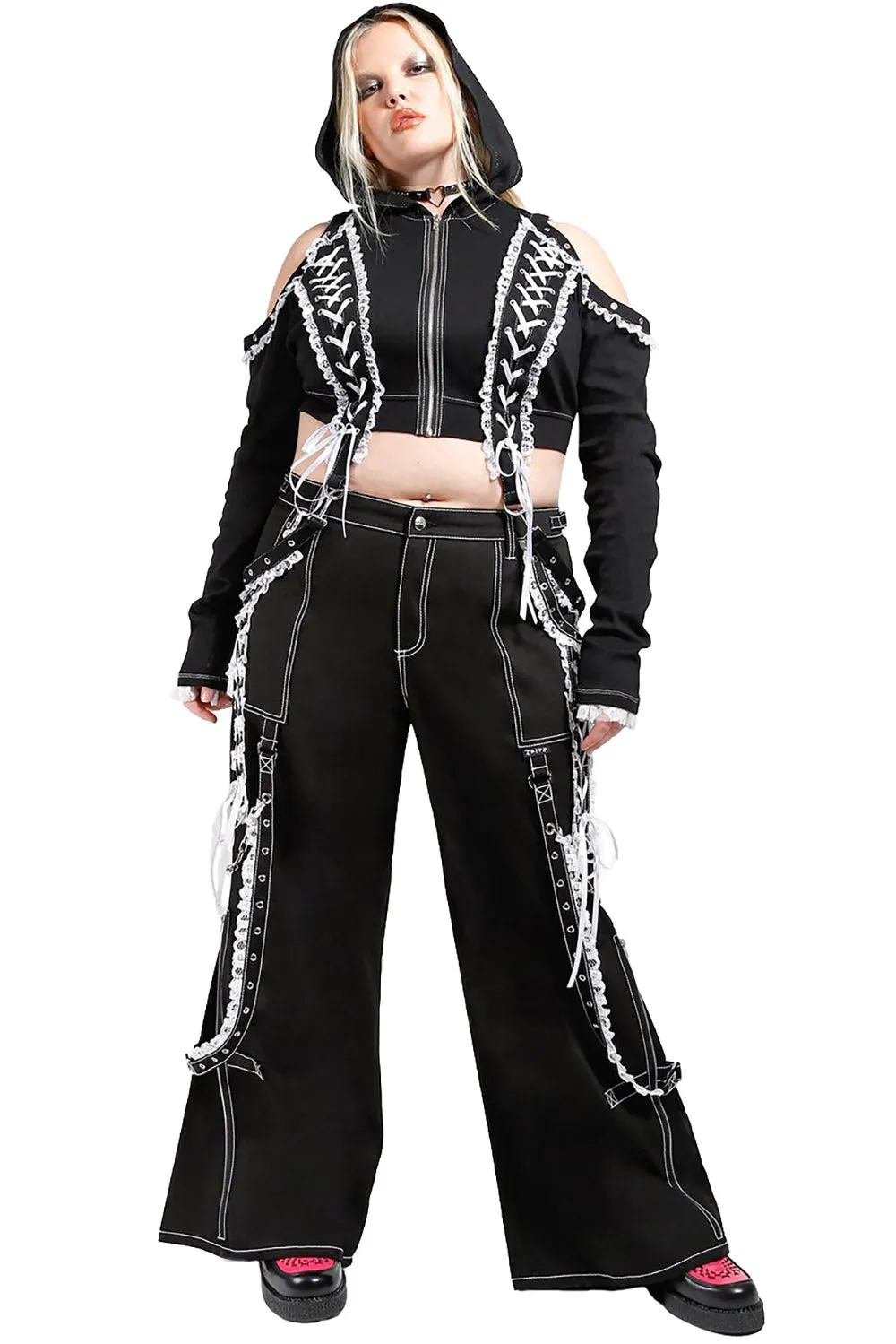 Tripp NYC Curve Lolita Dark Street Pants [Black/White] [Plus Size]