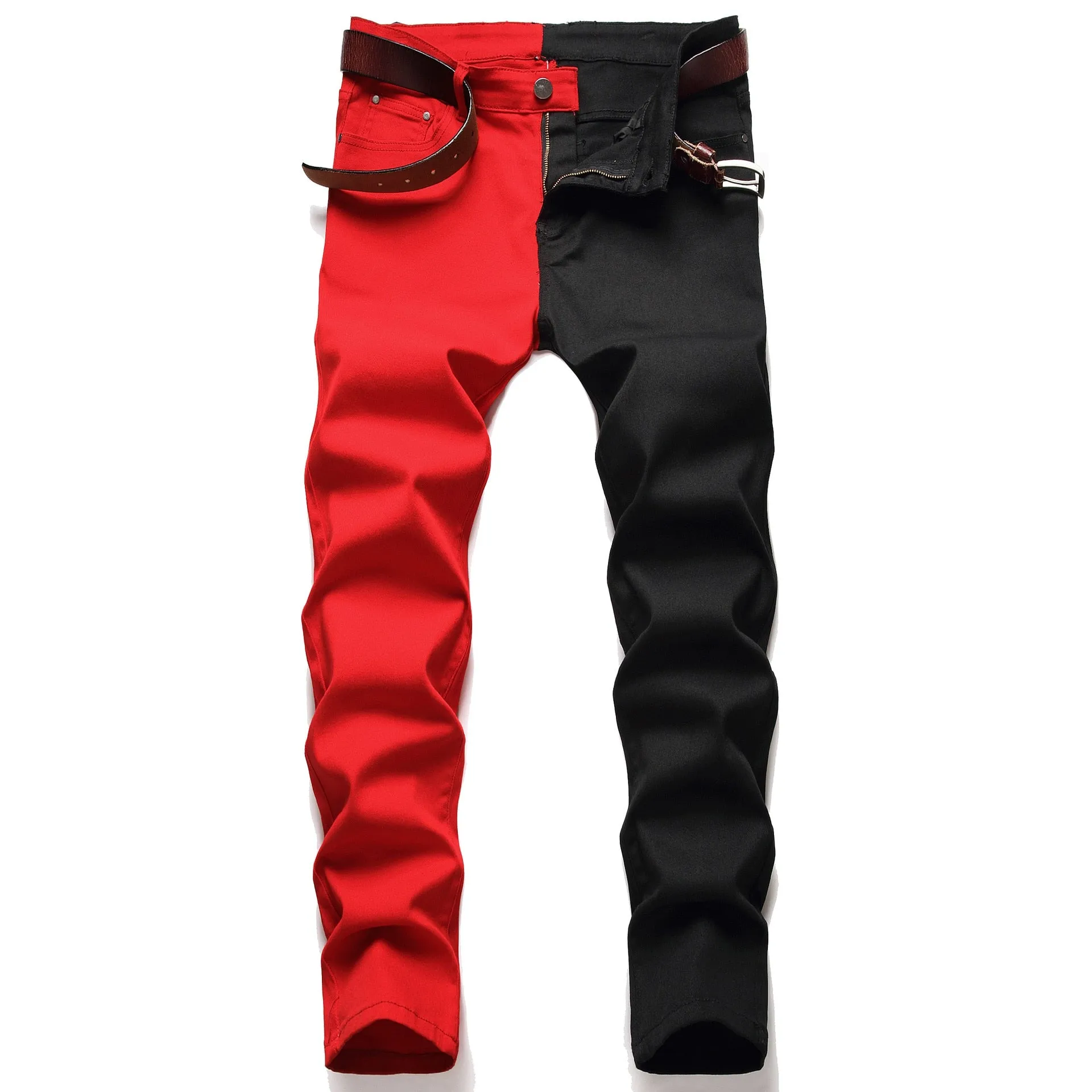 Two-Tone Colour Denim Rockstar Patchwork Two Different Coloured Party Pants
