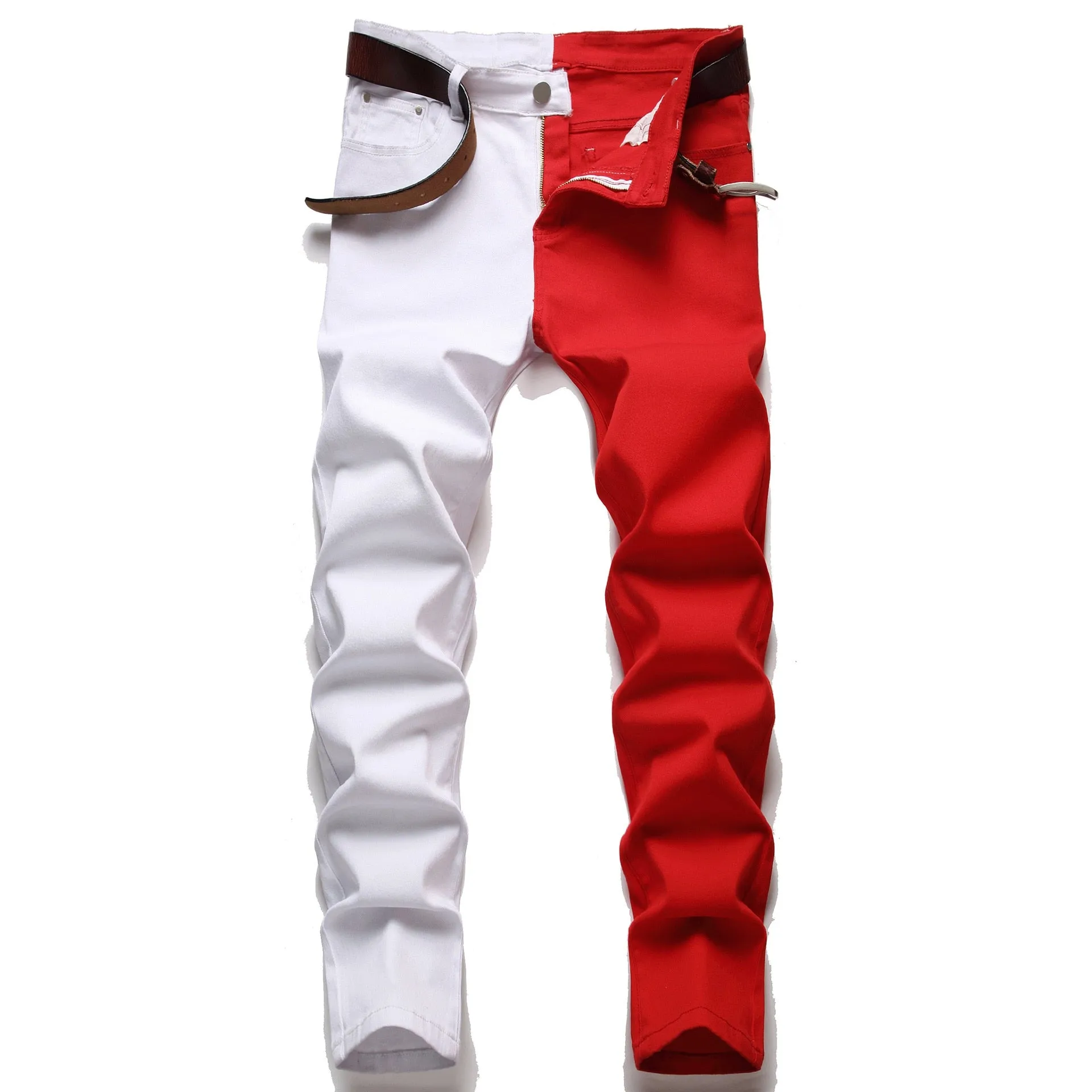 Two-Tone Colour Denim Rockstar Patchwork Two Different Coloured Party Pants