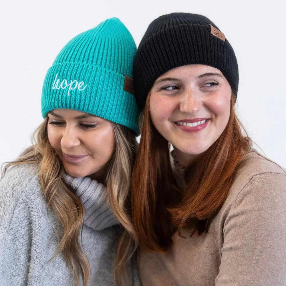 Unisex Ribbed Knit Beanie - Black