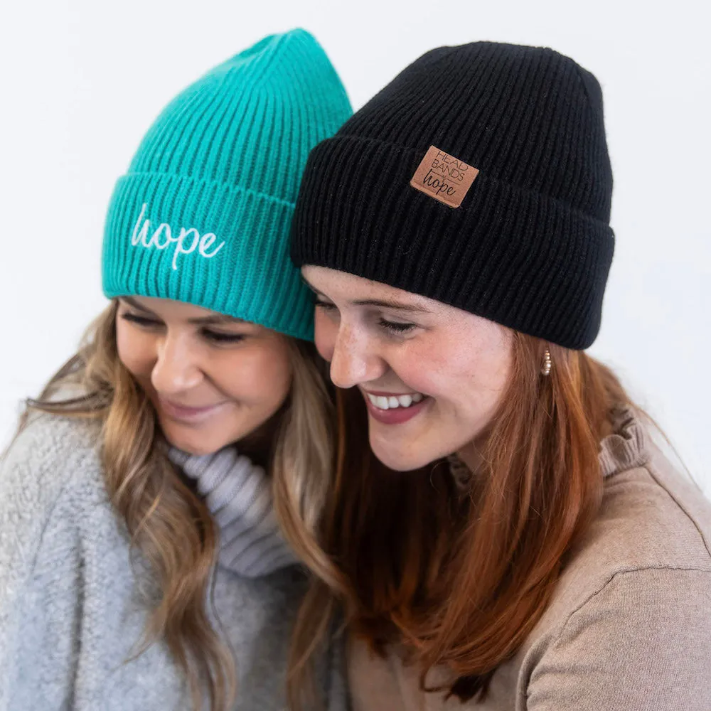 Unisex Ribbed Knit Beanie - Black