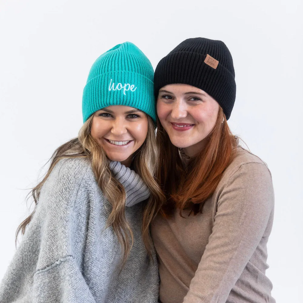 Unisex Ribbed Knit Beanie - Black