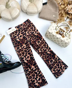 Velvet wild print flared pants