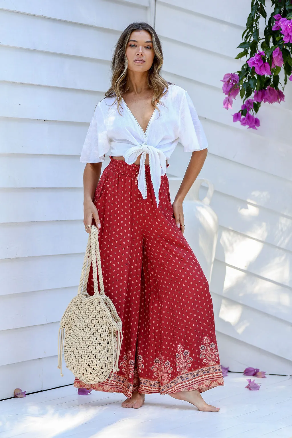 Verona Wide Leg Pant Ruby Print