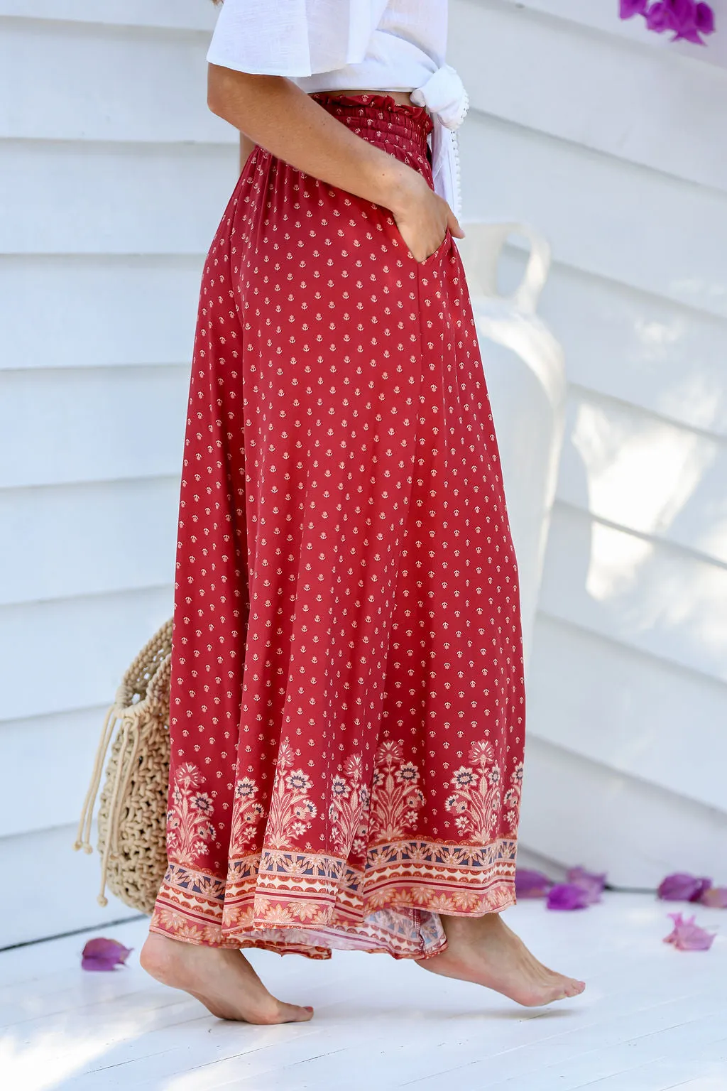 Verona Wide Leg Pant Ruby Print