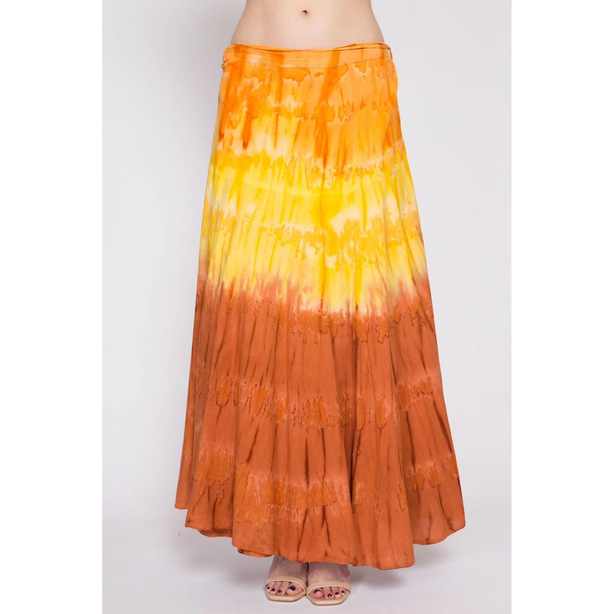 Vintage Boho Tie Dye Maxi Wrap Skirt - Large to XL