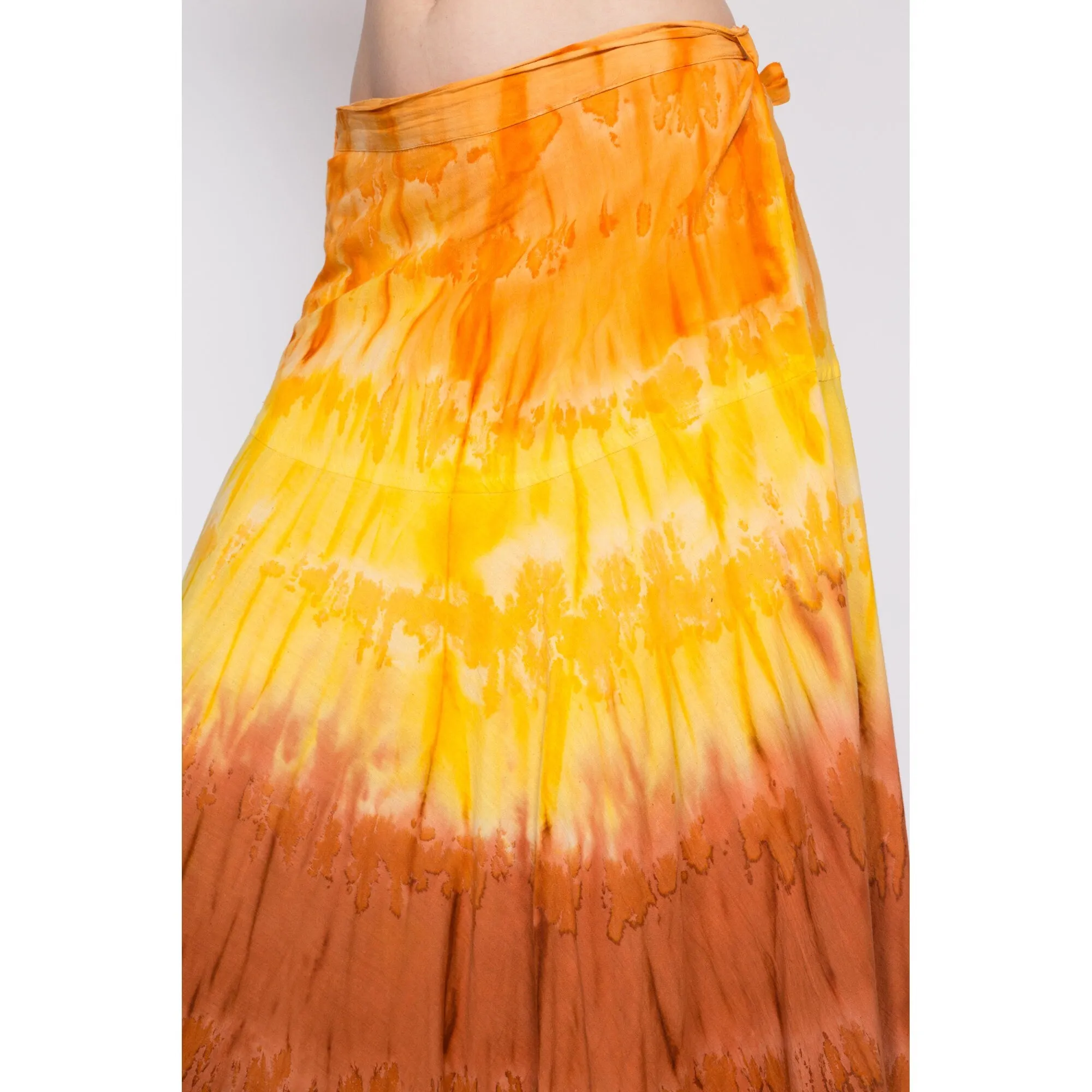 Vintage Boho Tie Dye Maxi Wrap Skirt - Large to XL