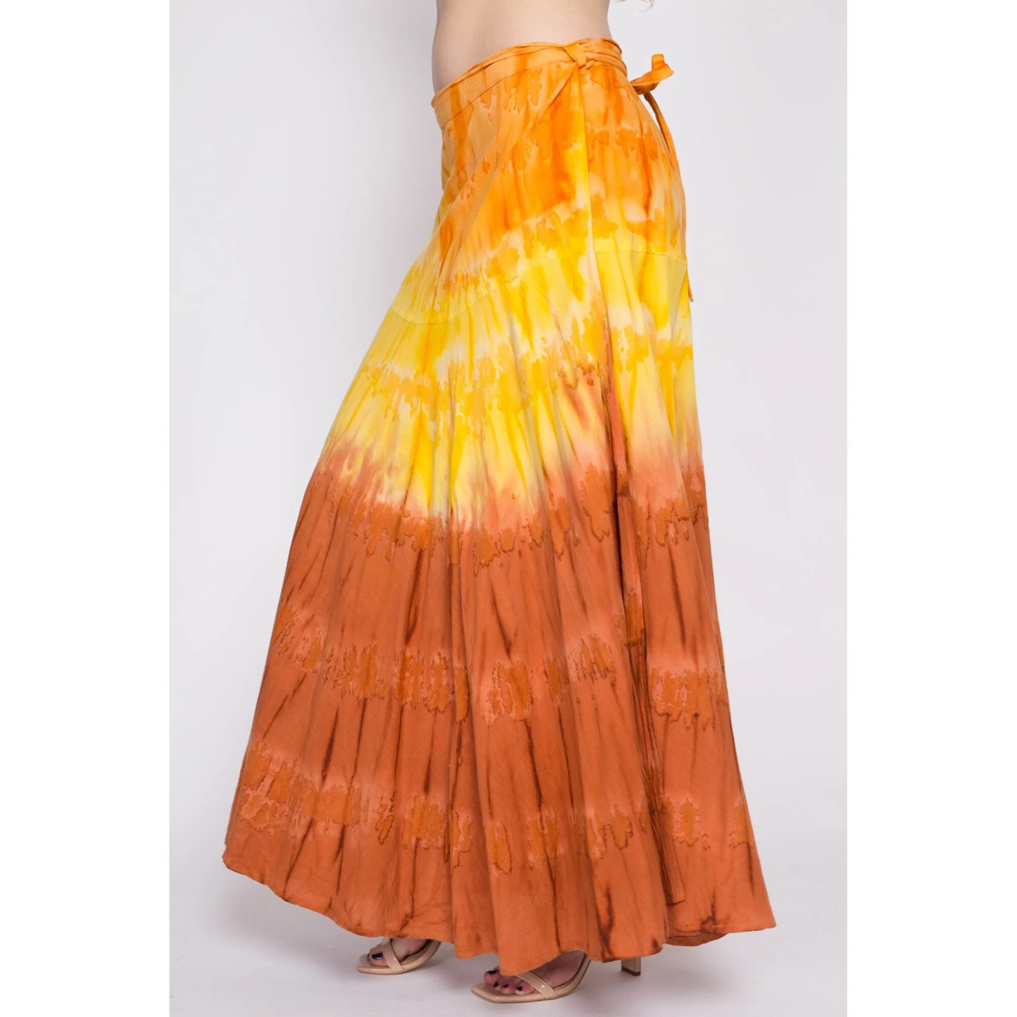 Vintage Boho Tie Dye Maxi Wrap Skirt - Large to XL