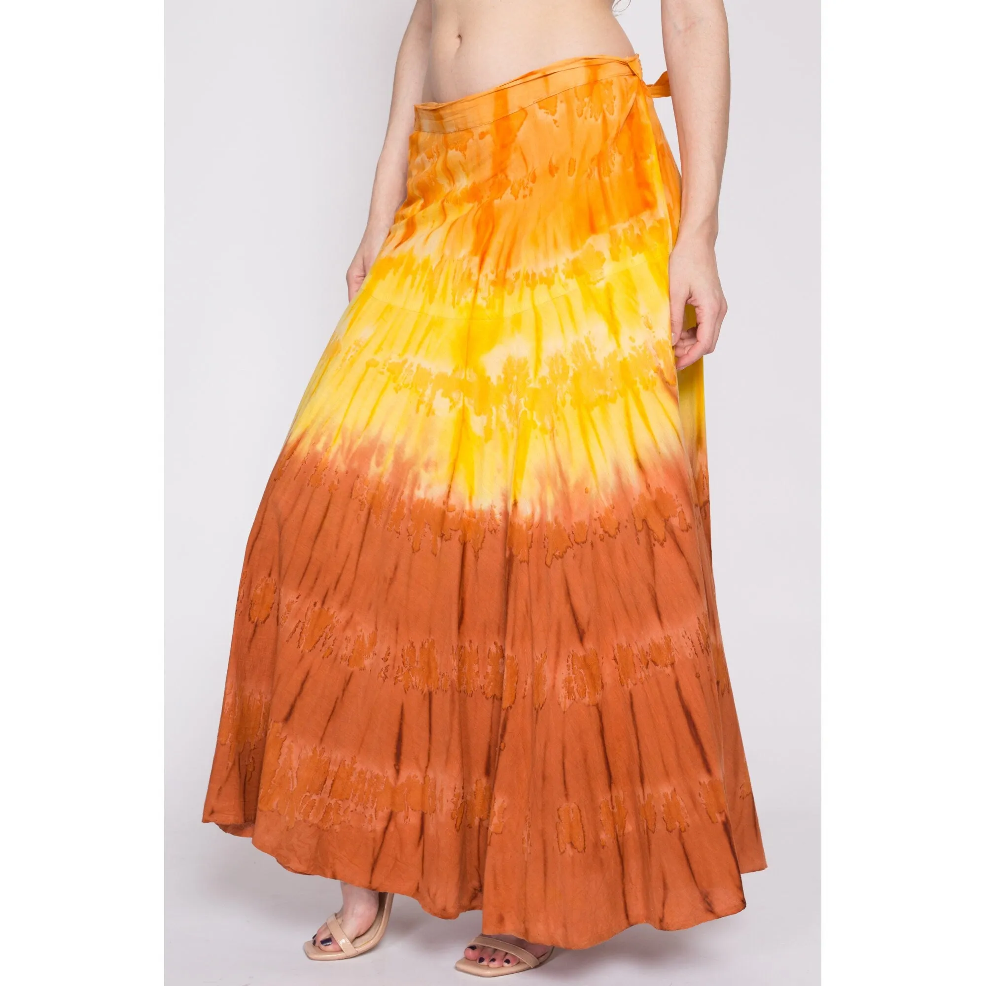 Vintage Boho Tie Dye Maxi Wrap Skirt - Large to XL