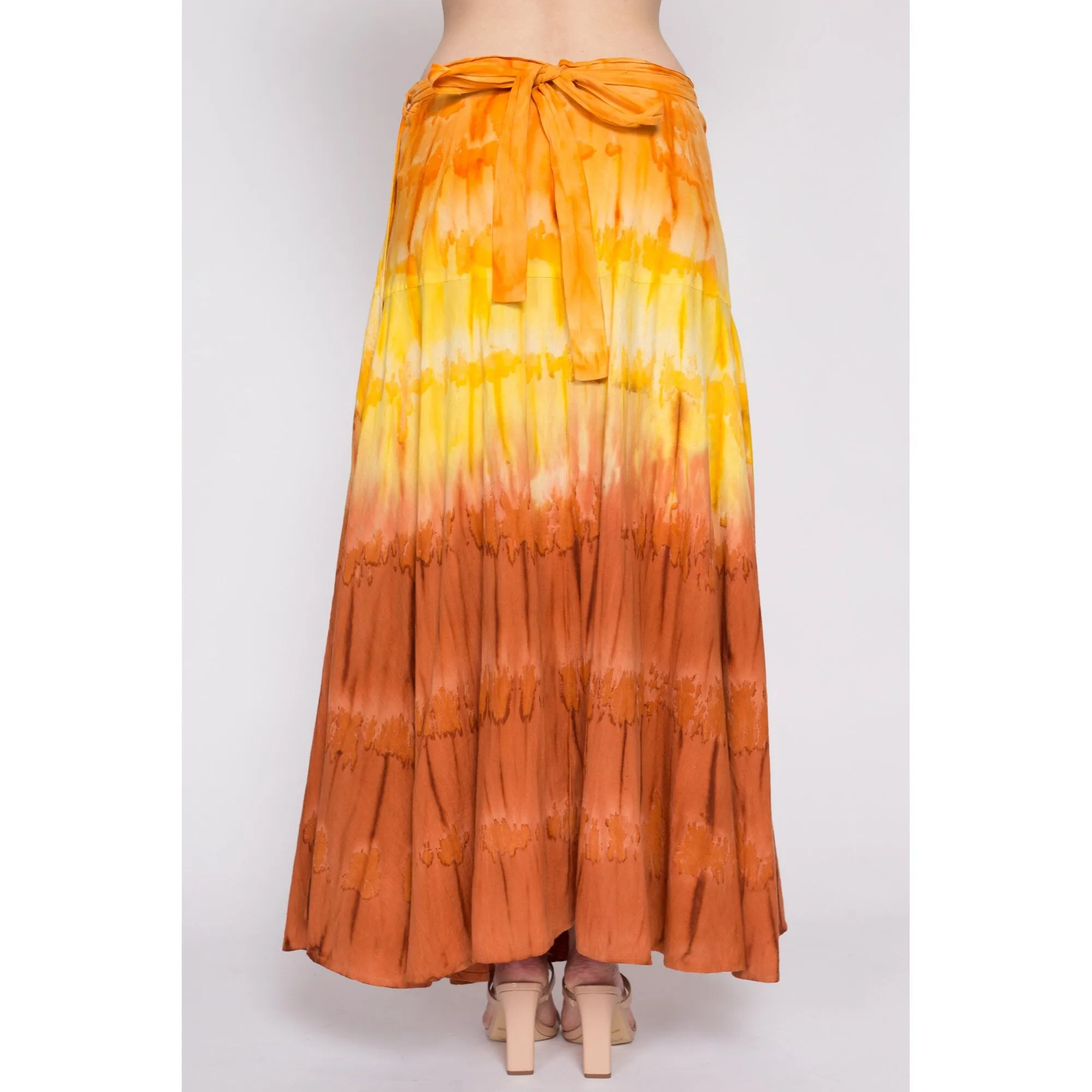 Vintage Boho Tie Dye Maxi Wrap Skirt - Large to XL
