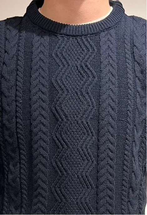 White Lable cable knitted  jumper Navy