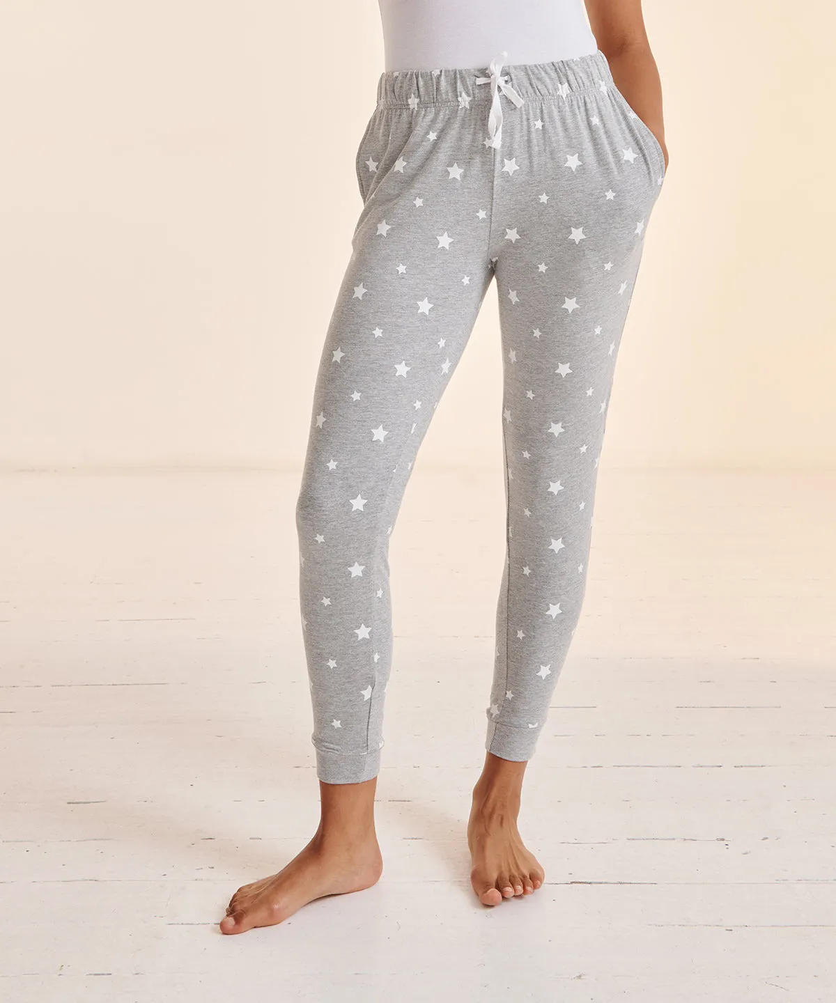 Womens cuffed lounge pants | Bottle/White Snowflakes
