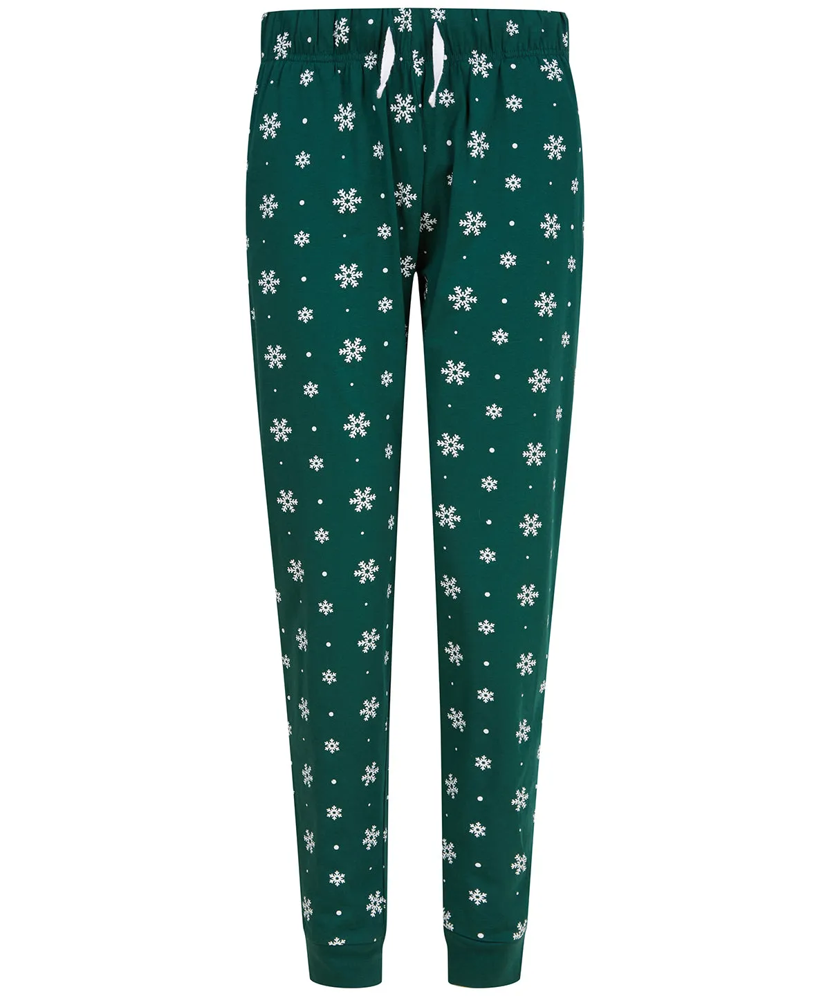 Womens cuffed lounge pants | Bottle/White Snowflakes