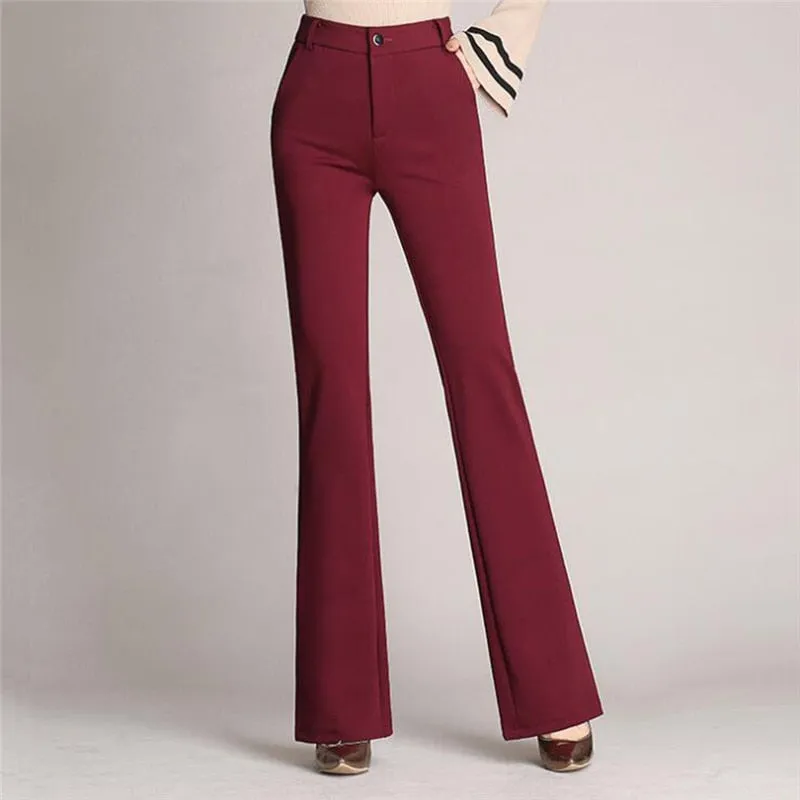 Women's High Waist Solid Color Trousers