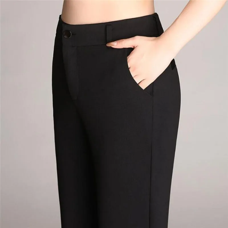 Women's High Waist Solid Color Trousers